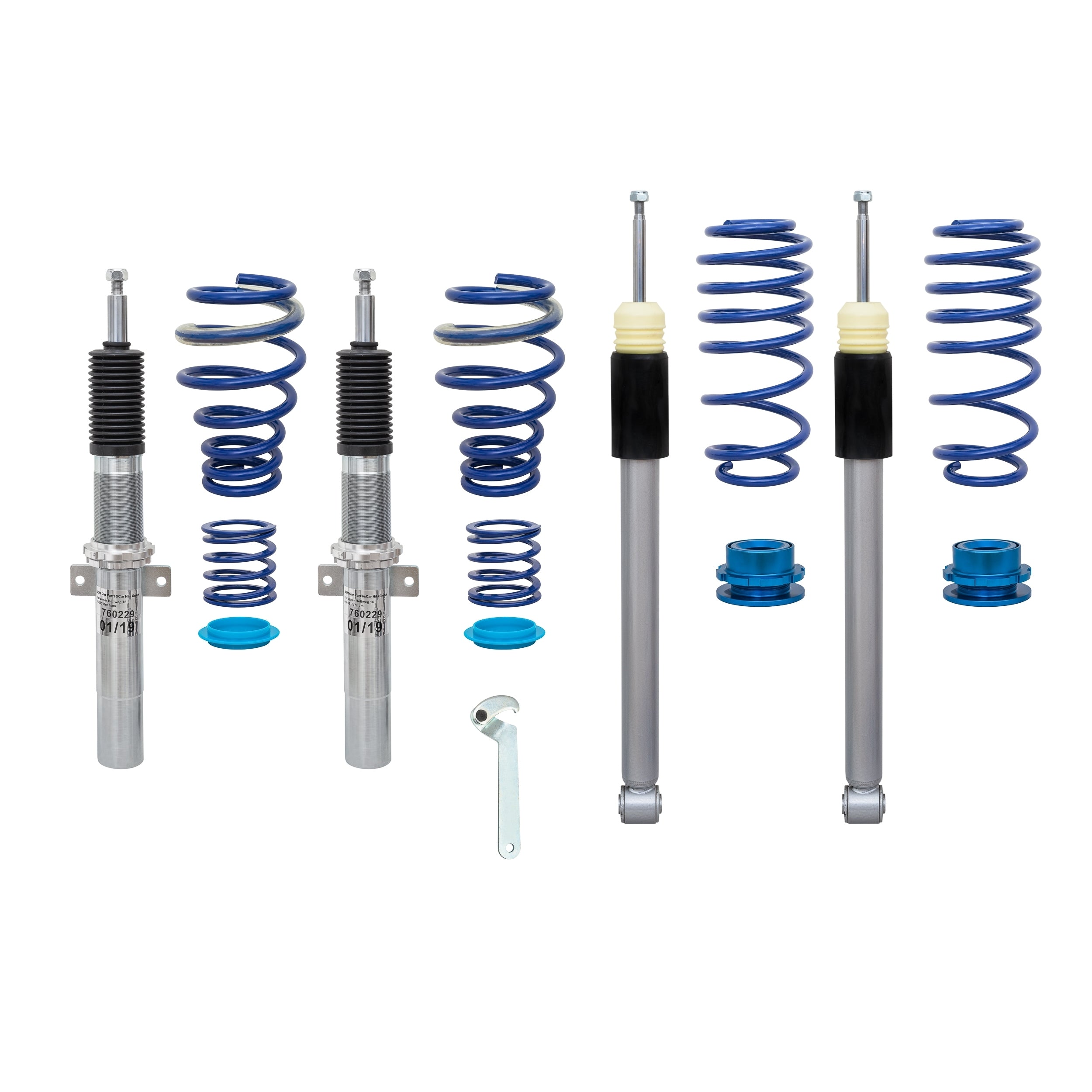Kit de suspensión coilover BlueLine adecuado para VW Polo 2G Tipo AW 1.0/ 1.0 TGI/ 1.0 TSI/ 1.5 TSI/ 1.6 TDI, 17- N.º de producto: 741212